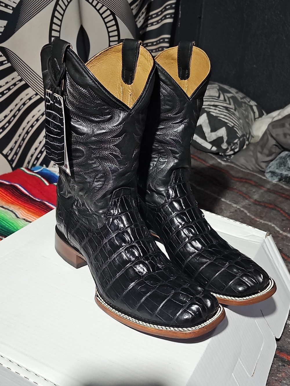 Cody James Black Croc-Embossed Men's Western Boots - Genuine Caiman